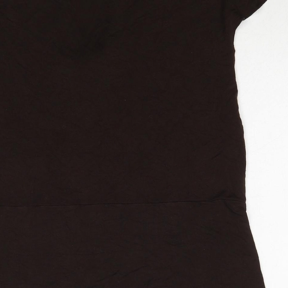 Merona Womens Brown Viscose Basic T-Shirt Size L Round Neck