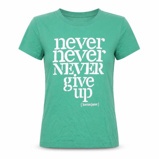 Lorna Jane Womens Green Cotton Basic T-Shirt Size XS Crew Neck - Slogan