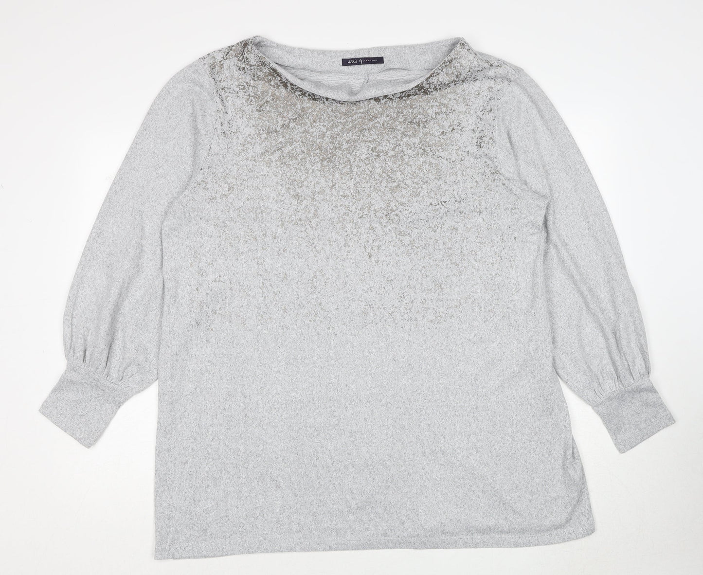 Marks and Spencer Womens Grey Boat Neck Polyester Pullover Jumper Size 20