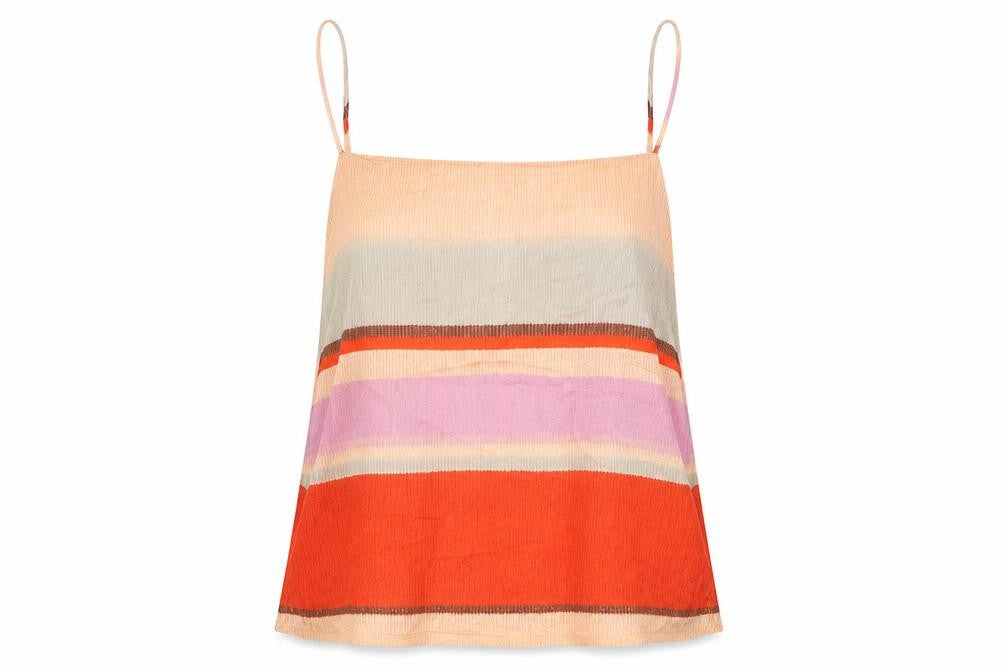 H&M Womens Multicoloured Striped Viscose Basic Tank Size 10 Square Neck