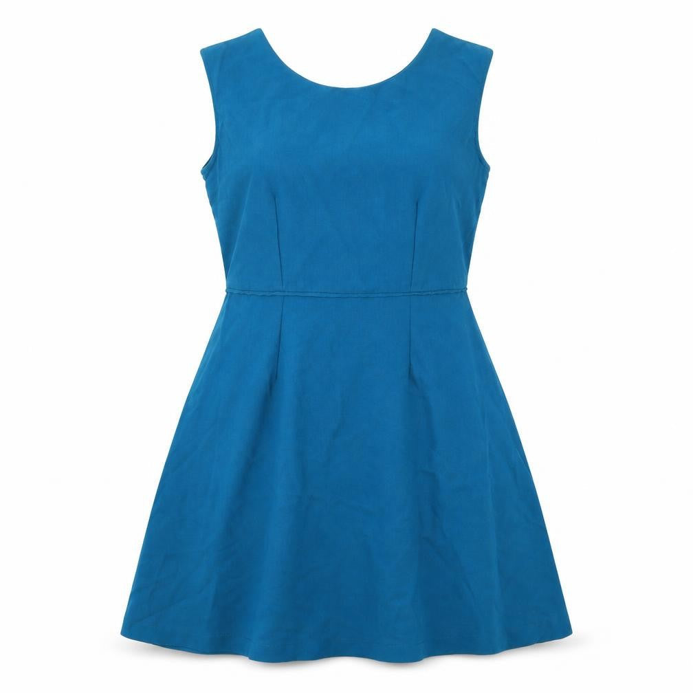 Louche Womens Blue Polyester Fit & Flare Size 16 Round Neck Zip