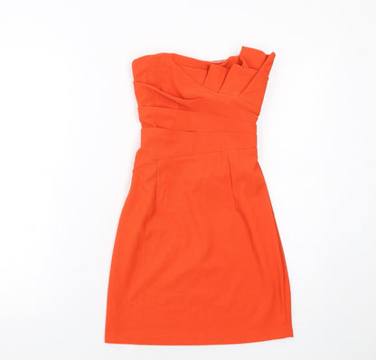 Little Lulu Womens Orange Polyester Mini Size S Off the Shoulder Zip