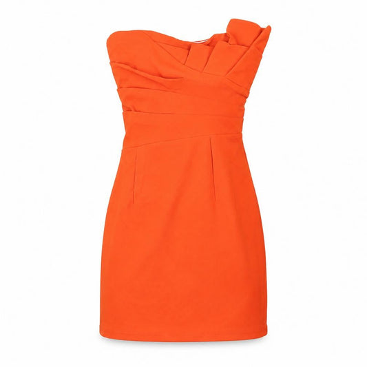 Little Lulu Womens Orange Polyester Mini Size S Off the Shoulder Zip