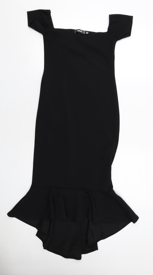Missguided Womens Black Polyester Fit & Flare Size 8 Square Neck Pullover