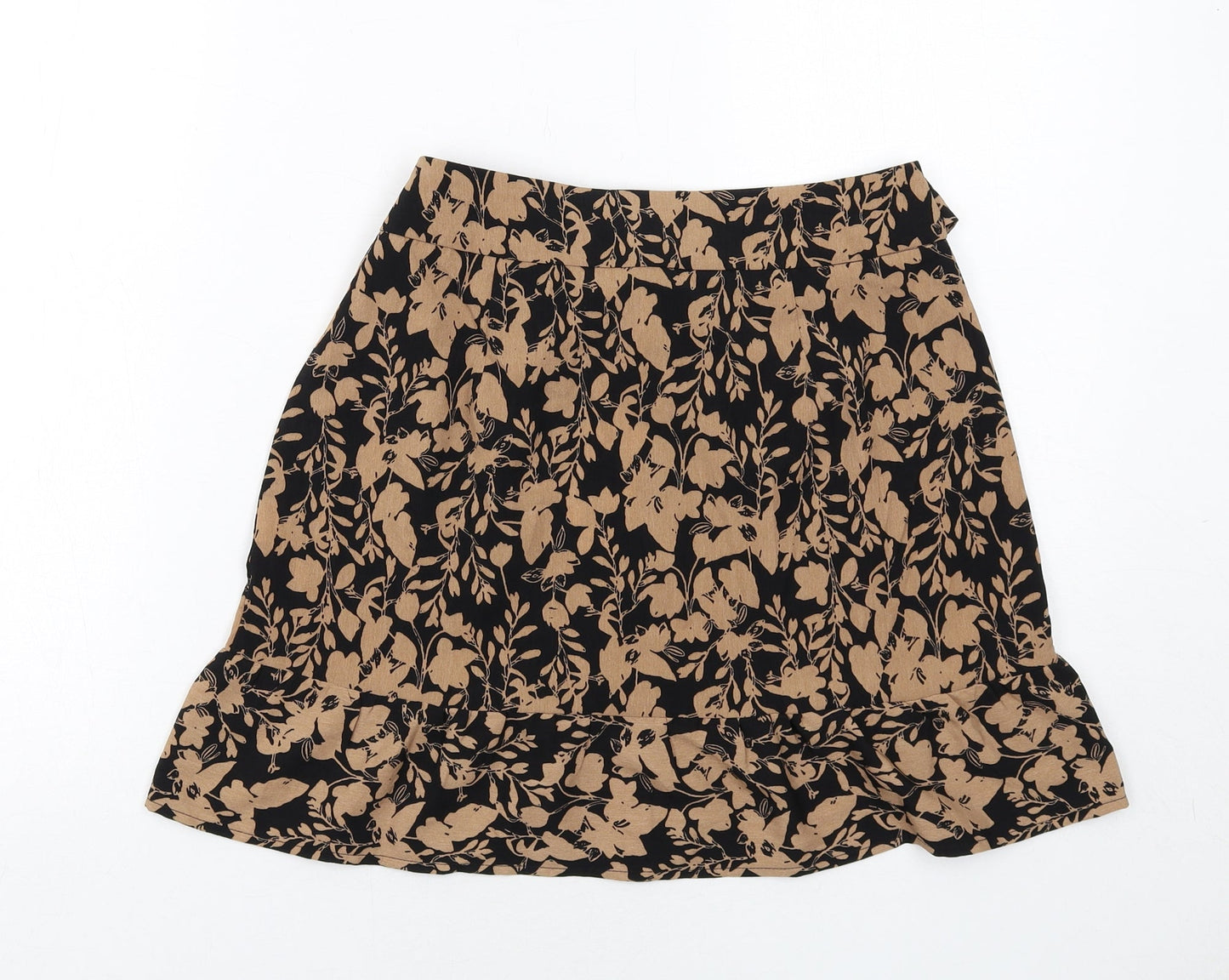 Urban Bliss Womens Brown Floral Polyester Skater Skirt Size 8 Button
