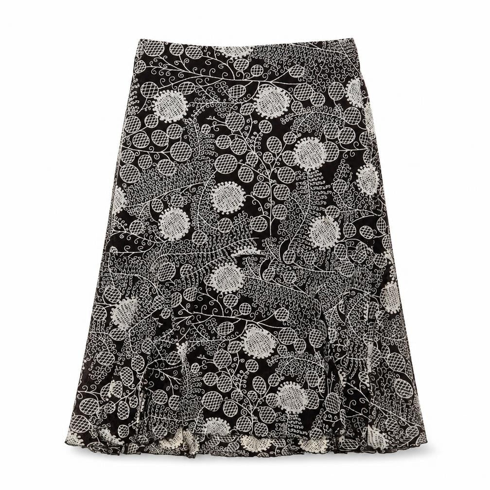 Shannon Womens Brown Geometric Polyester Swing Skirt Size L
