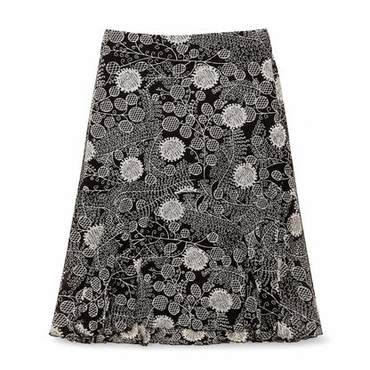 Shannon Womens Brown Geometric Polyester Swing Skirt Size L