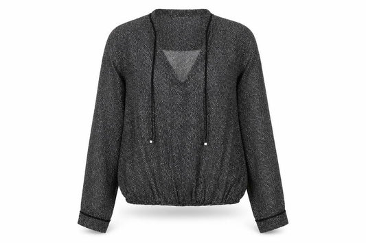 River Island Womens Black Geometric Polyester Basic Blouse Size 8 V-Neck