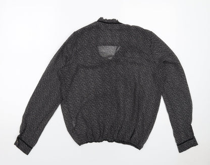 River Island Womens Black Geometric Polyester Basic Blouse Size 8 V-Neck