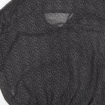 River Island Womens Black Geometric Polyester Basic Blouse Size 8 V-Neck