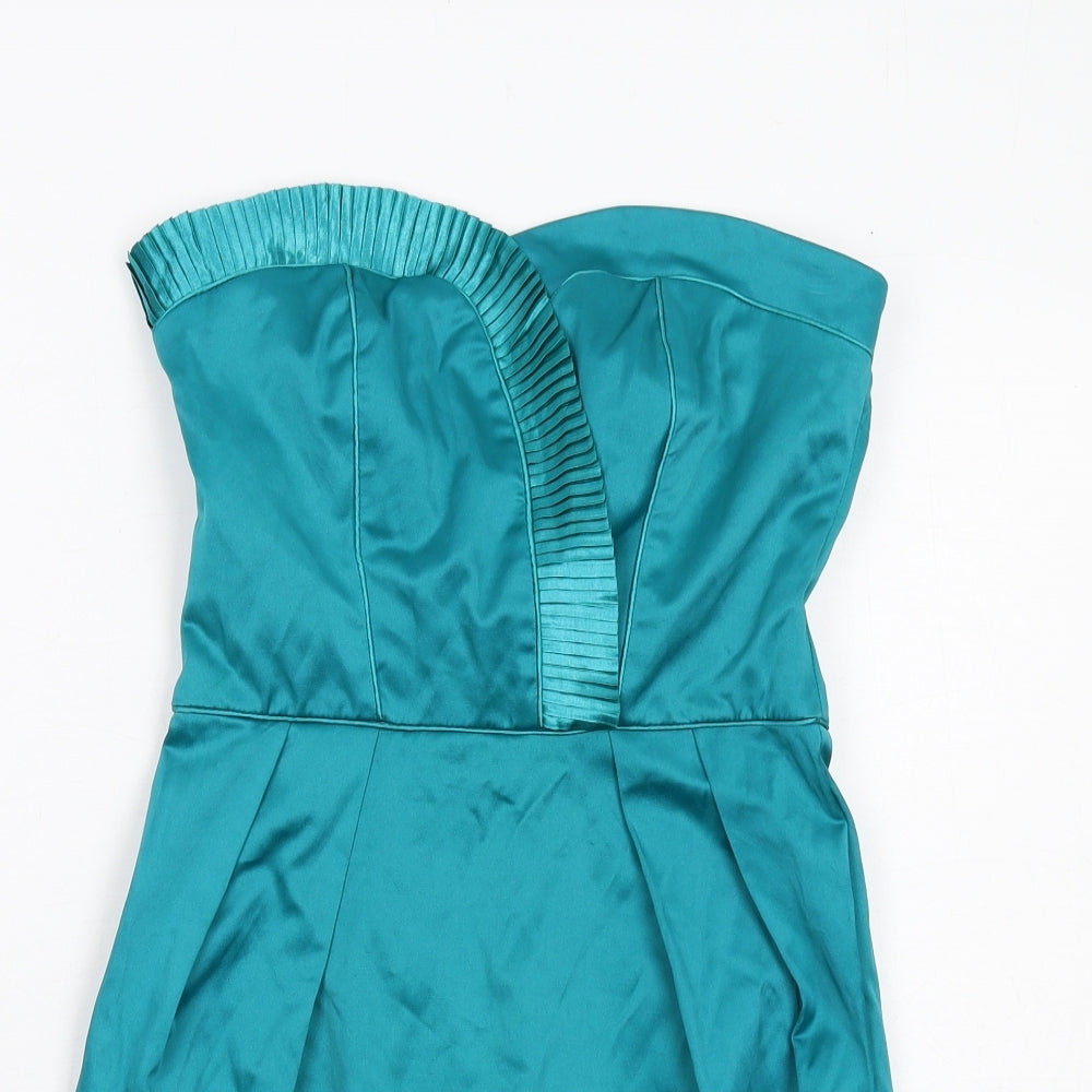 Miss Selfridge Womens Blue Polyester Mini Size 8 Sweetheart Zip