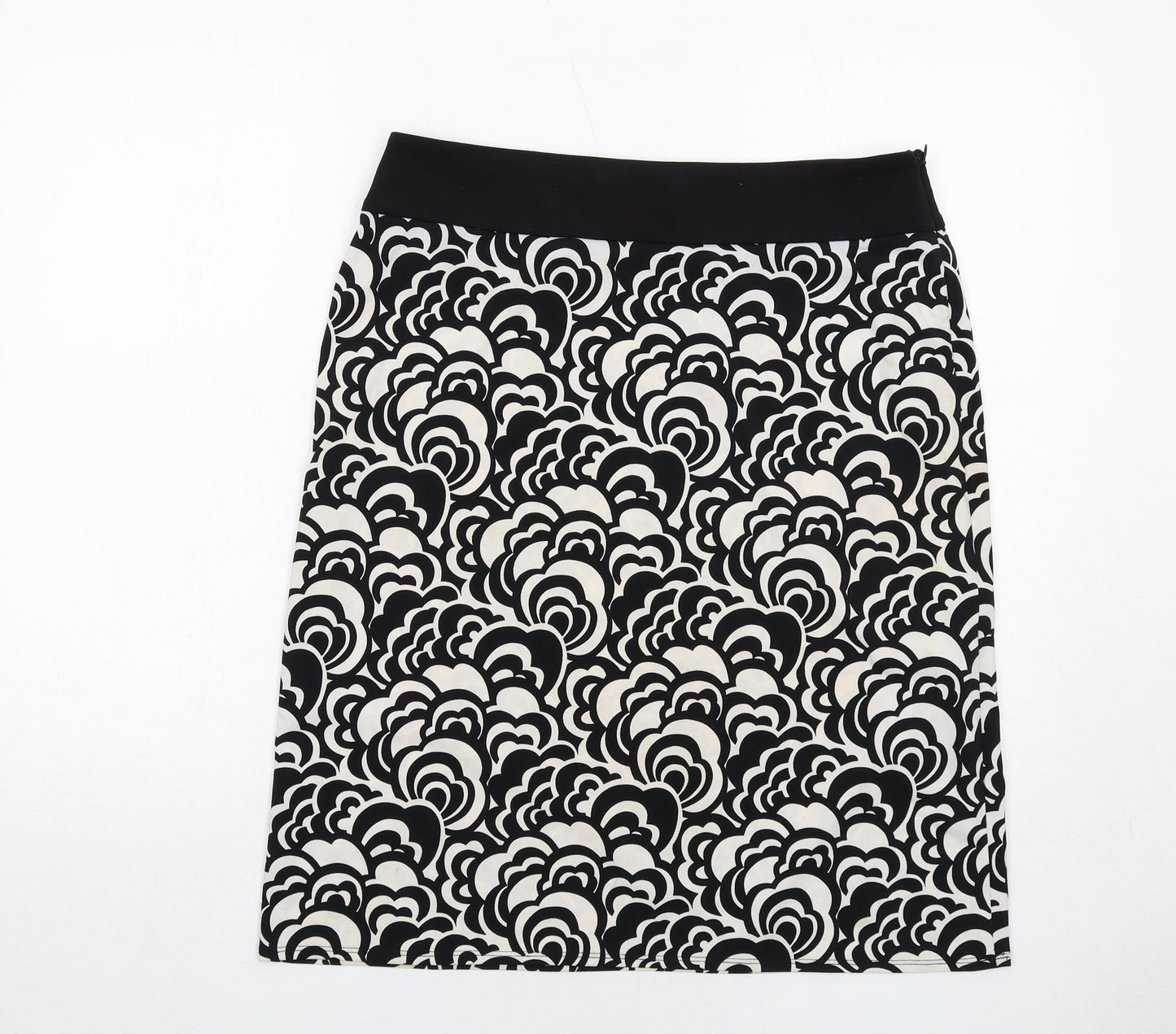 Tahari Womens Black Geometric Polyester A-Line Skirt Size 8 Zip