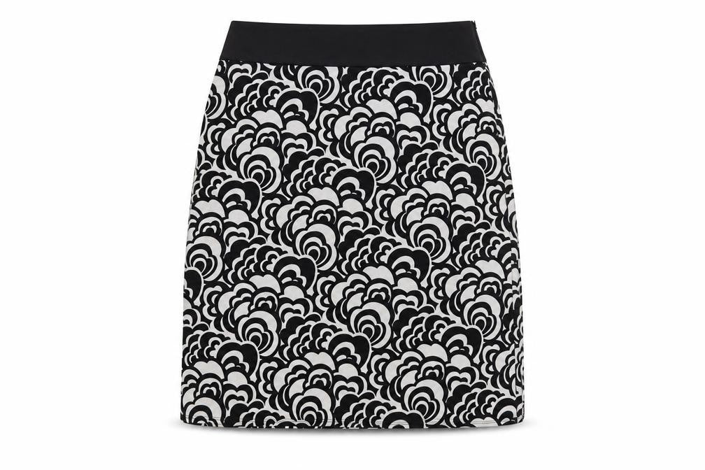 Tahari Womens Black Geometric Polyester A-Line Skirt Size 8 Zip