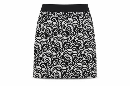 Tahari Womens Black Geometric Polyester A-Line Skirt Size 8 Zip