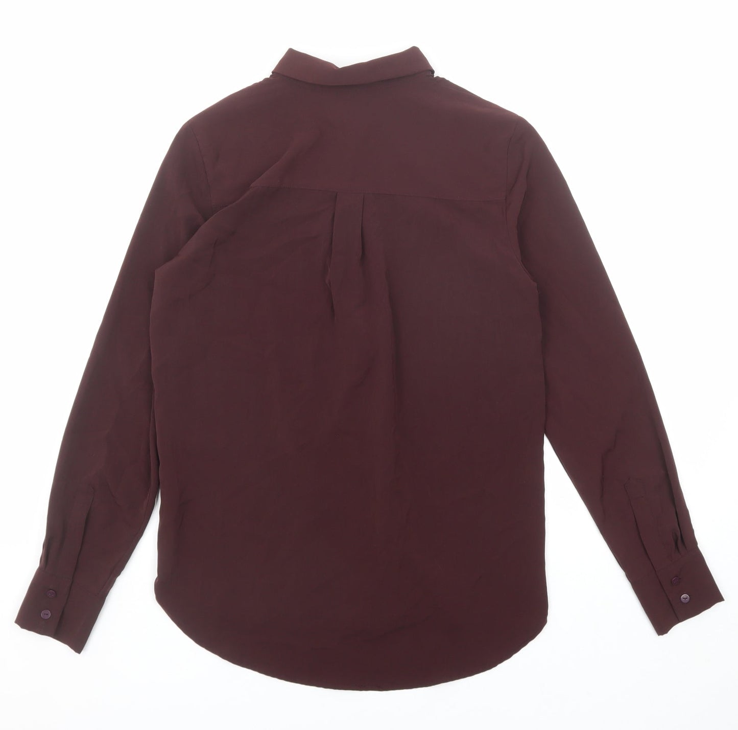 H&M Womens Purple Polyester Basic Button-Up Size 6 Collared