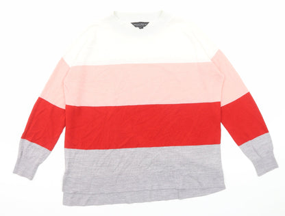 Dorothy Perkins Womens Multicoloured Round Neck Striped Acrylic Pullover Jumper Size 12