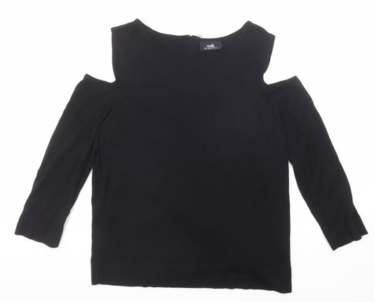 Wallis Womens Black Round Neck Viscose Pullover Jumper Size M