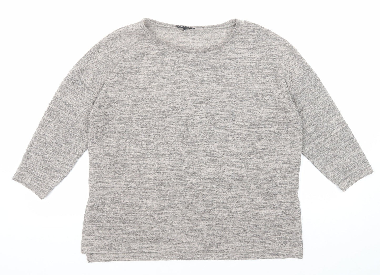 Warehouse Womens Grey Geometric Polyester Basic Blouse Size 14 Round Neck