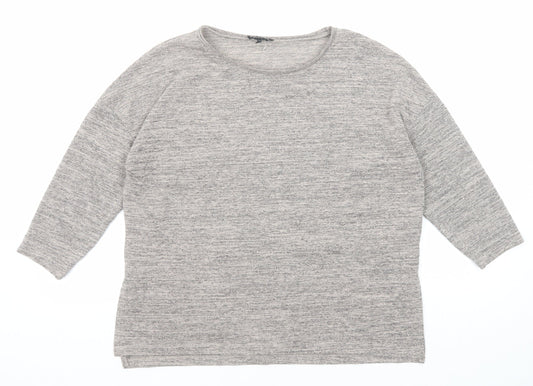 Warehouse Womens Grey Geometric Polyester Basic Blouse Size 14 Round Neck
