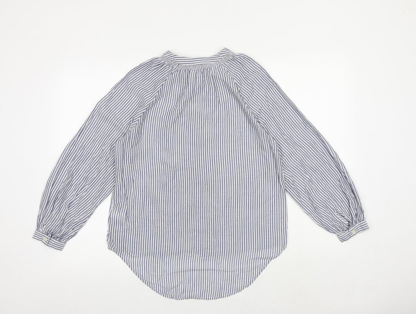 NEXT Womens Blue Striped Polyester Basic Button-Up Size 8 Round Neck