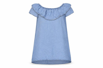 Zara Womens Blue Lyocell Mini Size XS Off the Shoulder Pullover