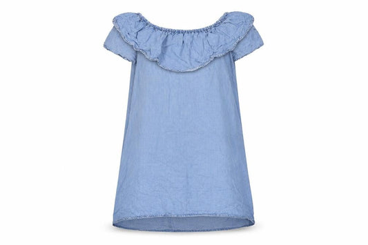 Zara Womens Blue Lyocell Mini Size XS Off the Shoulder Pullover