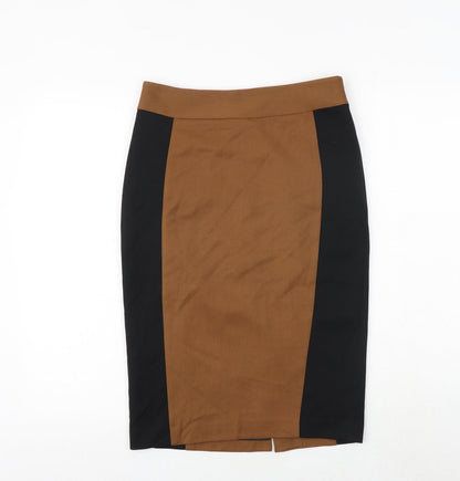 Next Womens Brown Polyester A-Line Skirt Size 8 Zip