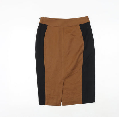 Next Womens Brown Polyester A-Line Skirt Size 8 Zip