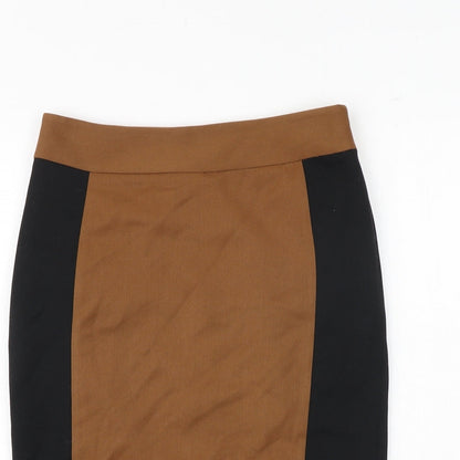 Next Womens Brown Polyester A-Line Skirt Size 8 Zip