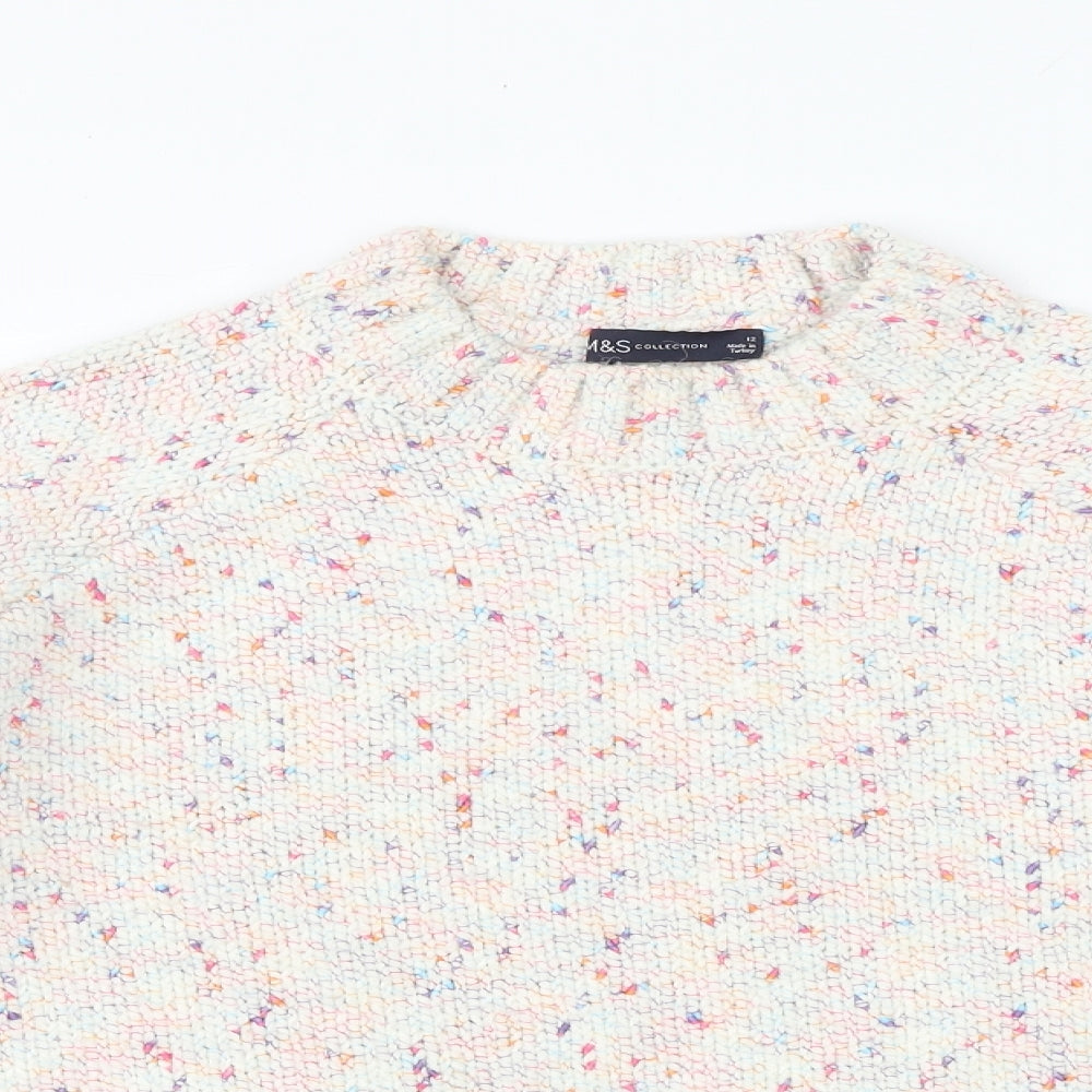 Marks and Spencer Womens Multicoloured Round Neck Acrylic Pullover Jumper Size 12