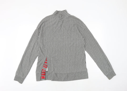 Zara Womens Black Striped Polyester Pullover Sweatshirt Size M Pullover