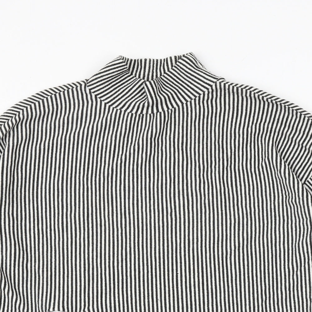 Zara Womens Black Striped Polyester Pullover Sweatshirt Size M Pullover