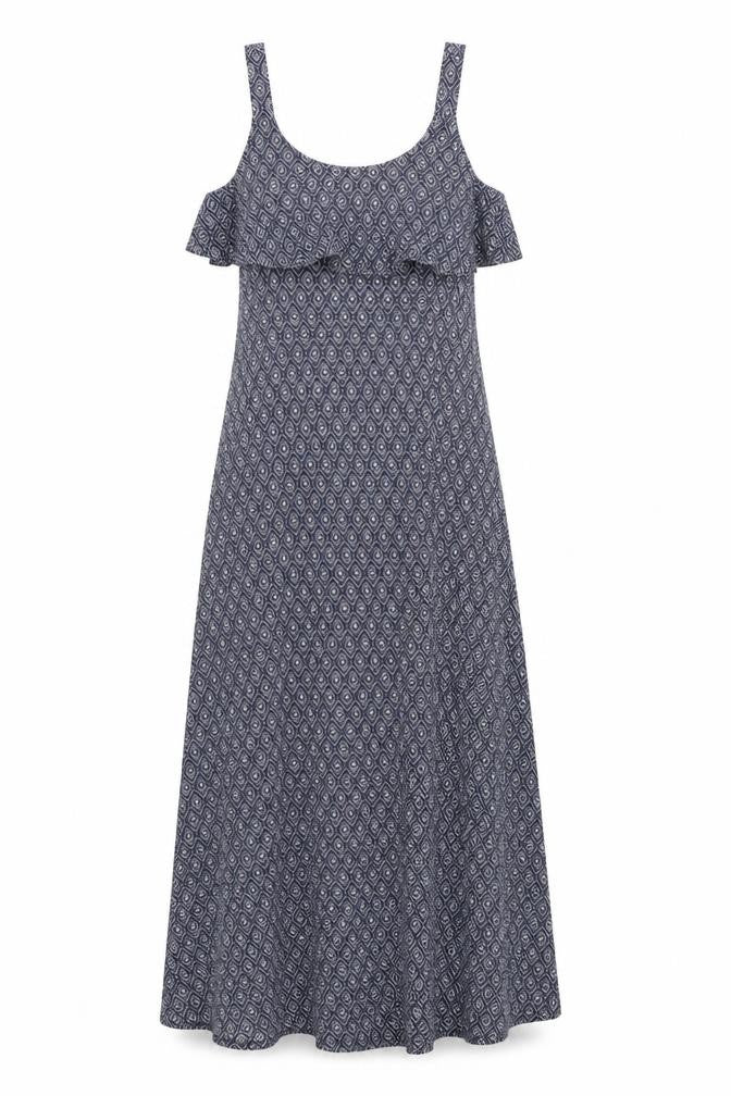 JoJo Maman Bébé Womens Blue Geometric Viscose Maxi Size S Scoop Neck Pullover