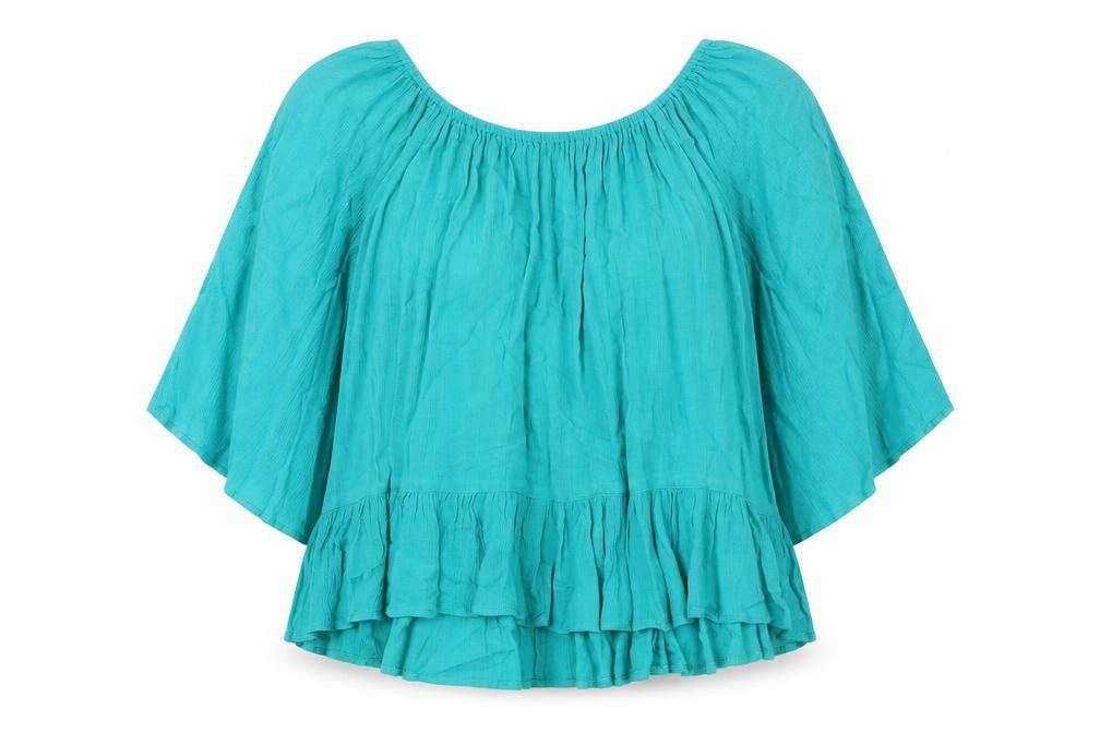 South Womens Green Viscose Basic Blouse Size 12 Round Neck