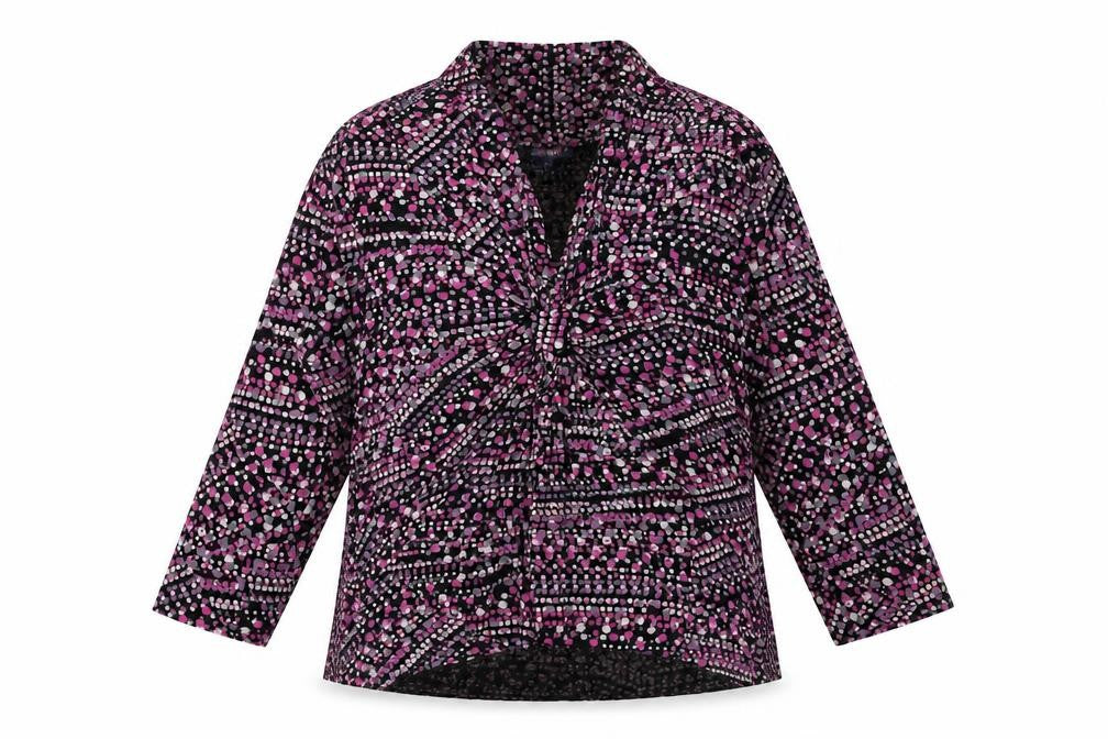 Aria Womens Pink Geometric Viscose Basic Blouse Size 14 V-Neck