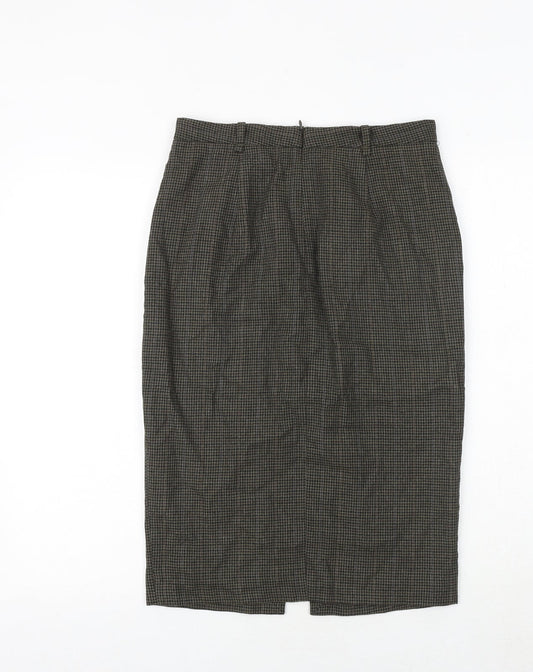 Zara Womens Brown Geometric Polyester Straight & Pencil Skirt Size S Zip