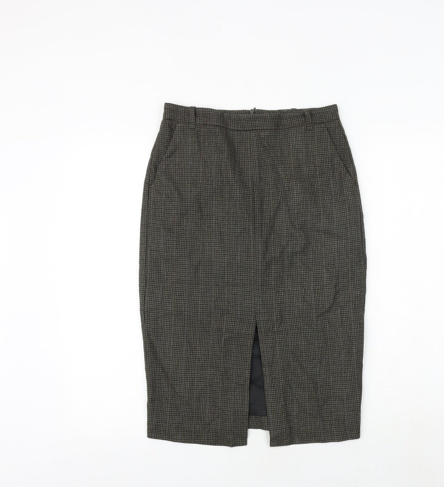 Zara Womens Brown Geometric Polyester Straight & Pencil Skirt Size S Zip