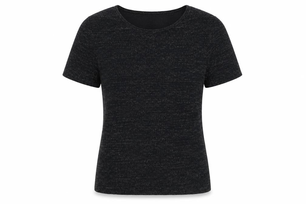 Klass Womens Black Nylon Basic T-Shirt Size M Round Neck