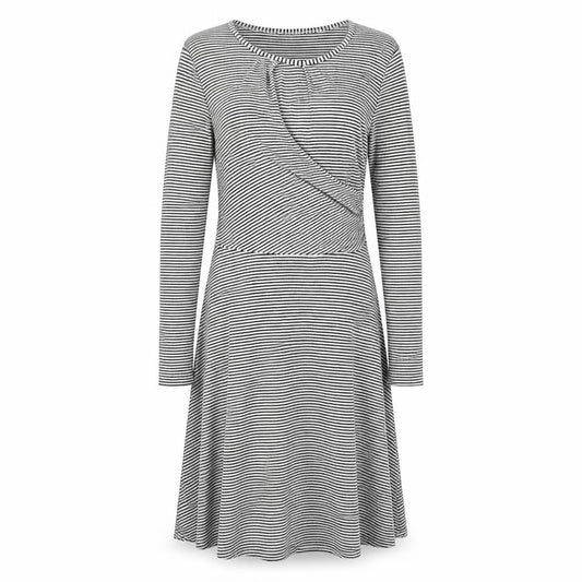 Miss Selfridge Womens Black Striped Viscose Trapeze & Swing Size 12 Round Neck Pullover