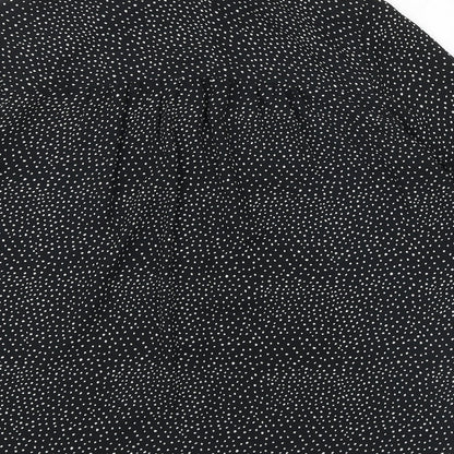 H&M Womens Black Geometric Polyester Basic Button-Up Size 8 Collared