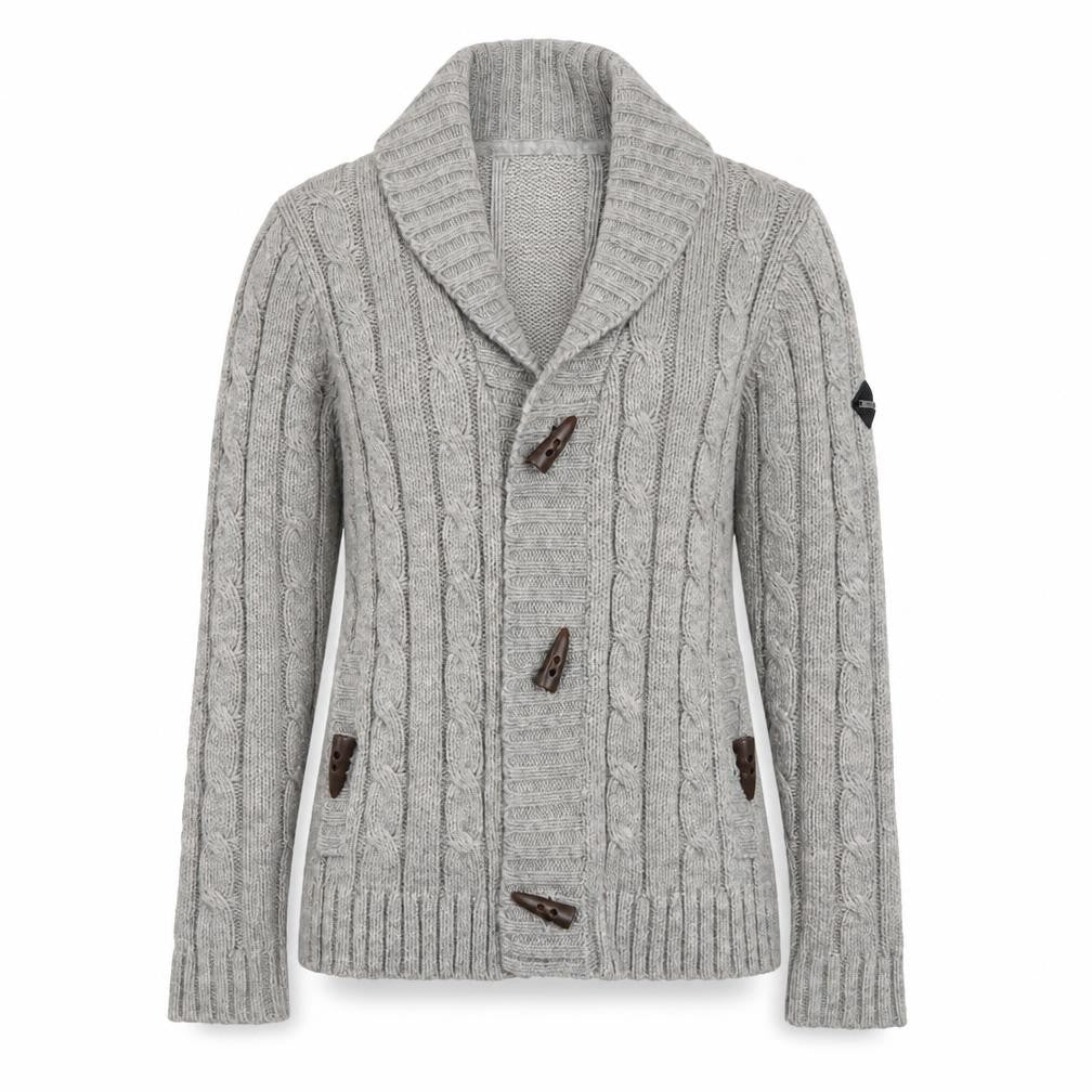 Crafted Womens Grey Collared Acrylic Cardigan Jumper Size S