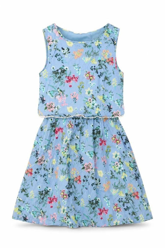 Brave Soul Womens Blue Floral Viscose Mini Size S Boat Neck Pullover