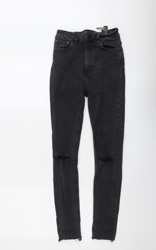 Zara Womens Grey Cotton Skinny Jeans Size 6 L27 in Regular Button