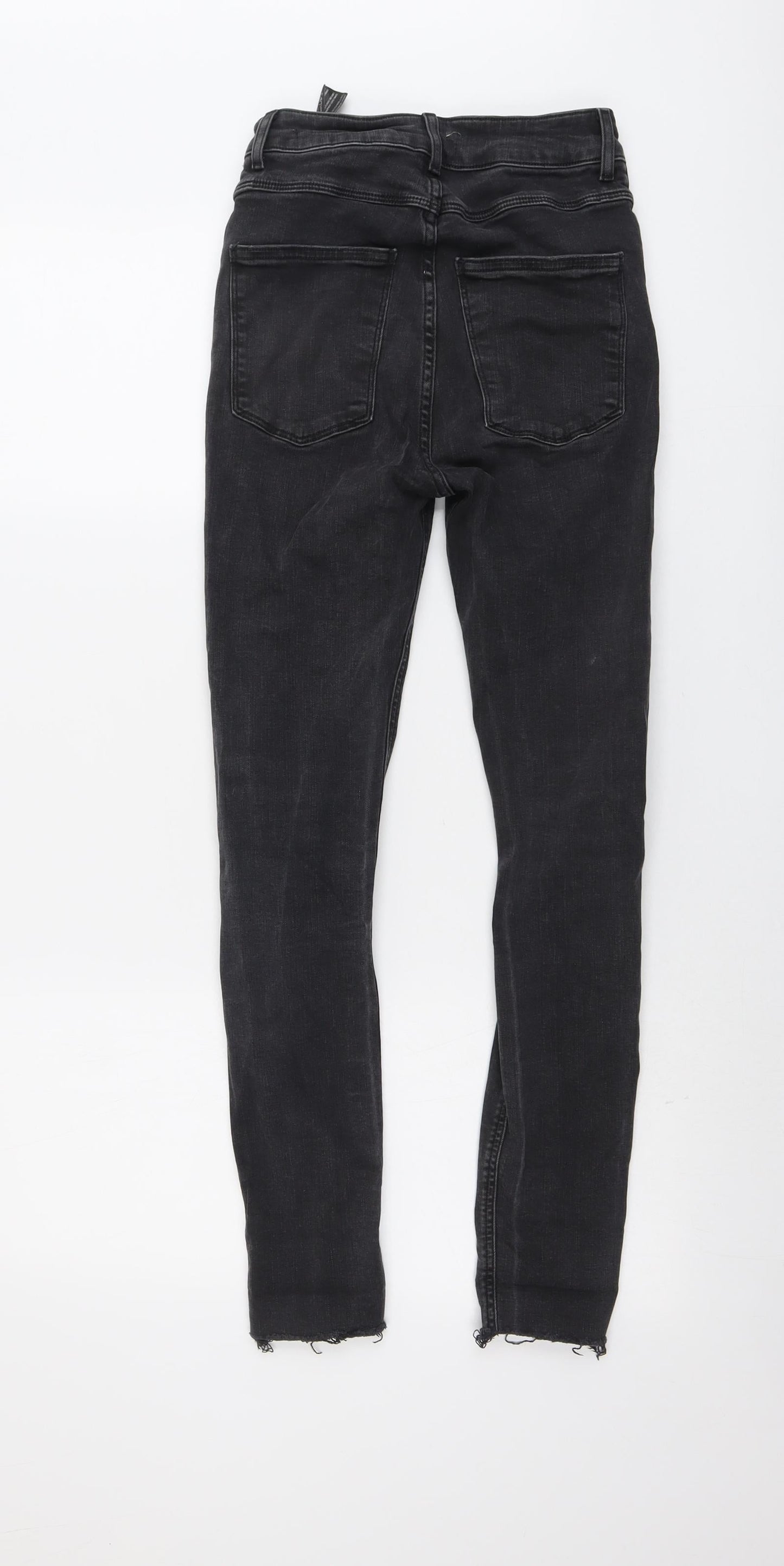 Zara Womens Grey Cotton Skinny Jeans Size 6 L27 in Regular Button