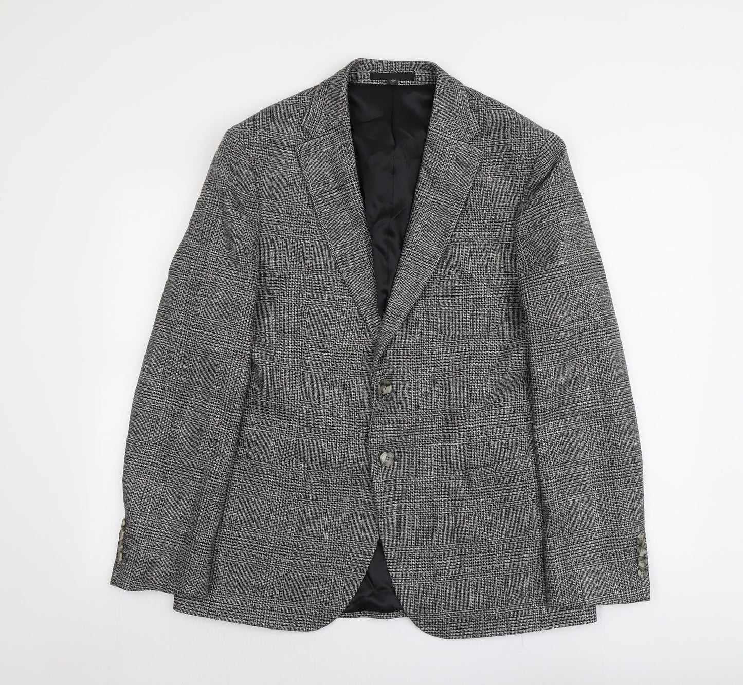 Marks and Spencer Mens Grey Plaid Viscose Jacket Suit Jacket Size 40 Regular