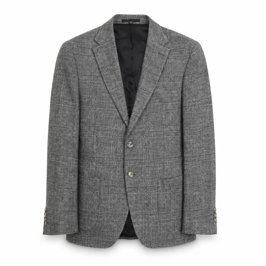 Marks & Spencer Mens Grey Plaid Viscose Jacket Suit Jacket Size 40 Regular