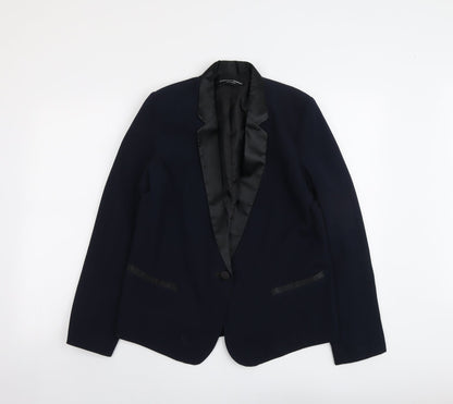 Additional front view of Dorothy Perkins women’s blue jacket blazer, size UK 14, button