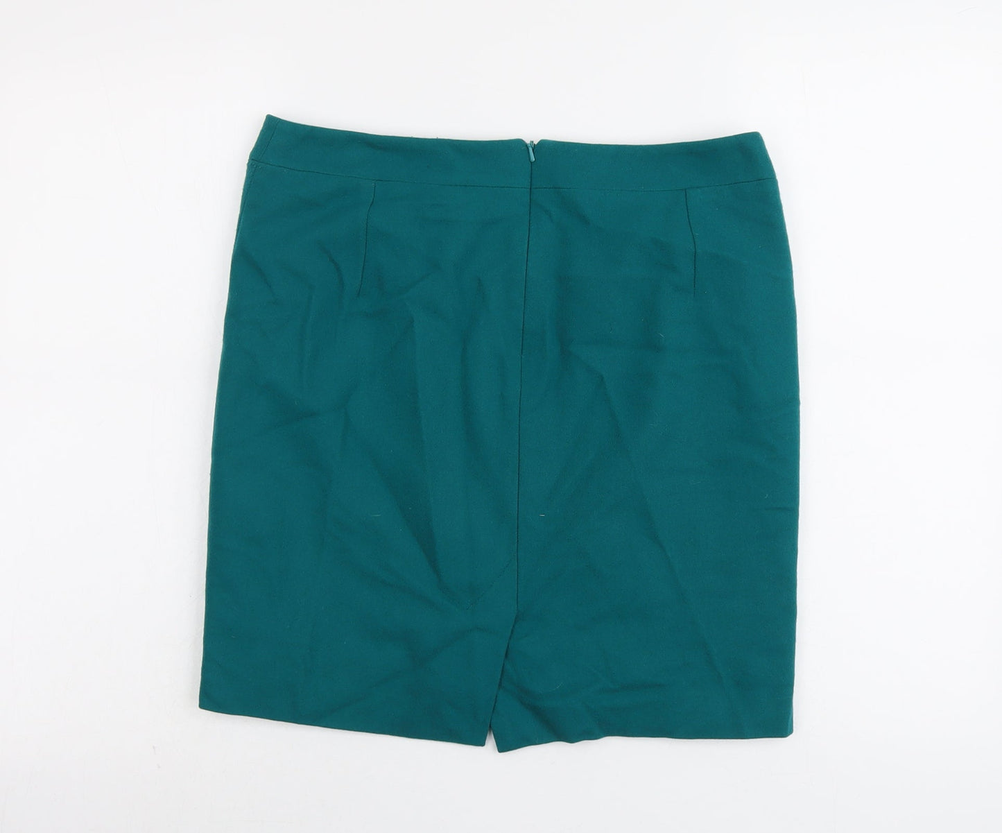 French Connection Womens Green Wool A-Line Skirt Size 10 Zip