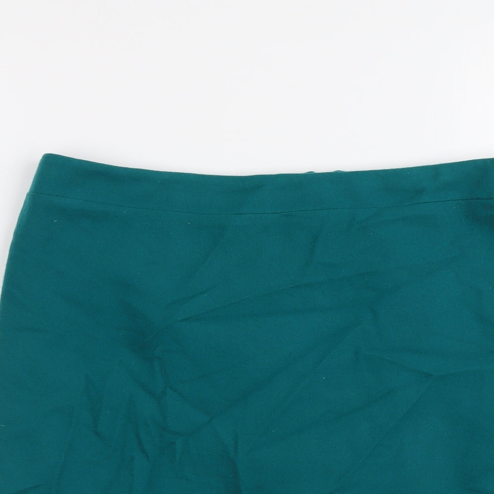 French Connection Womens Green Wool A-Line Skirt Size 10 Zip