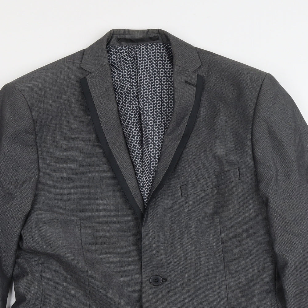 Limehaus Mens Grey Polyester Jacket Suit Jacket Size 40 Regular
